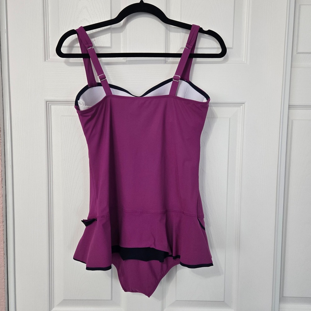 Profile by Gottex Purple Peplum One Piece Swimsuit Size 12D - Picture 4 of 7